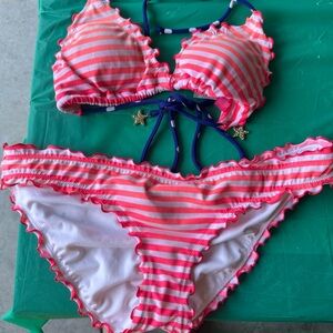 Victoria's Secret Pink and White Bikini Top